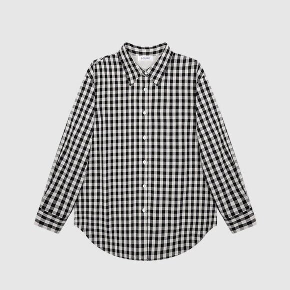 B.Sure Black And White Checkered Long-Sleeved Shirt - Picture 1 of 4